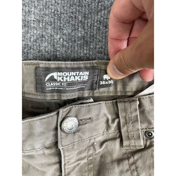 Mountain Khakis Classic Fit Pants Men's 38 x 30 Green/Beige Canvas Work Stretch - Picture 2 of 11